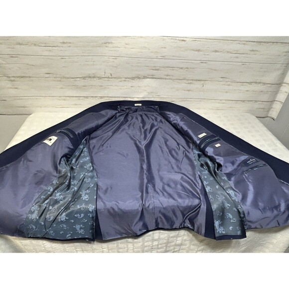 Joe Joseph Abboud Navy 100% Wool 2 Button Blazer Sport Coat Jacket Mens 50R Slim - Picture 10 of 16